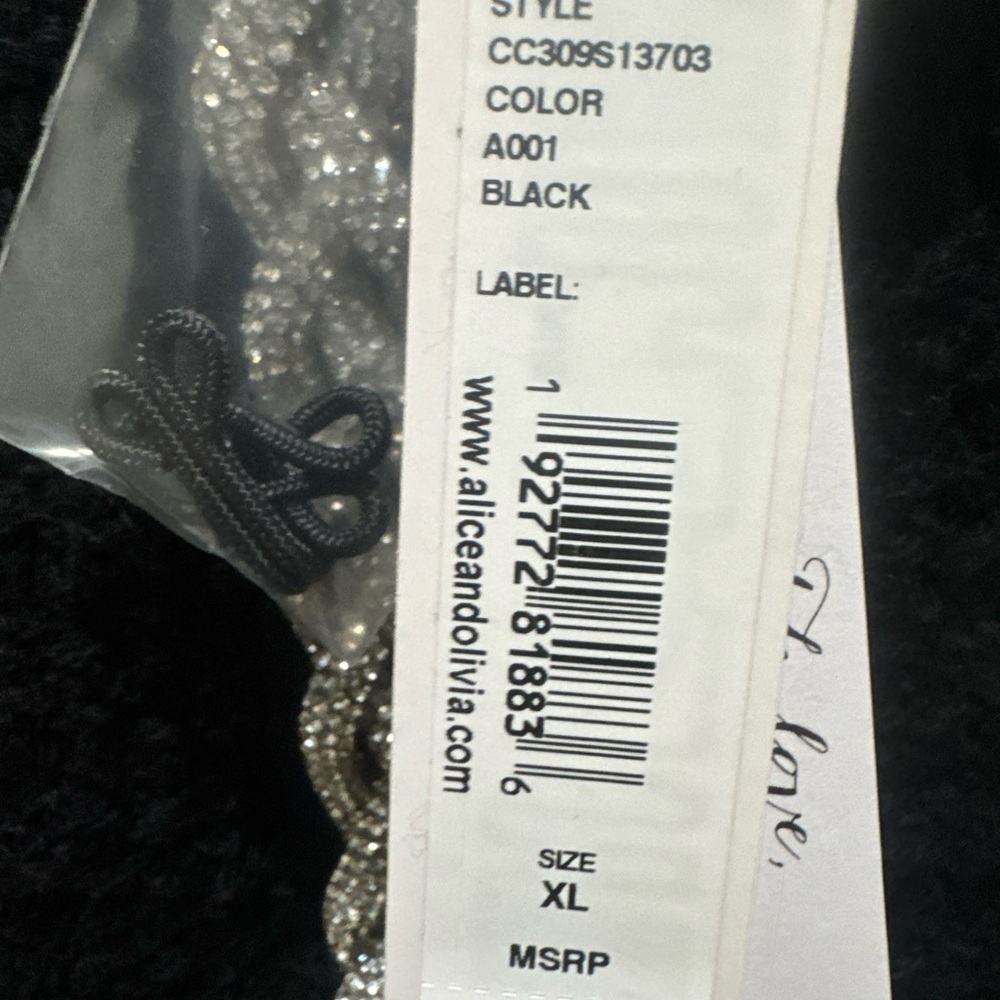 Alice + Olivia black open front cardigan with silver braided crystals. NEW! - Picture 8 of 11